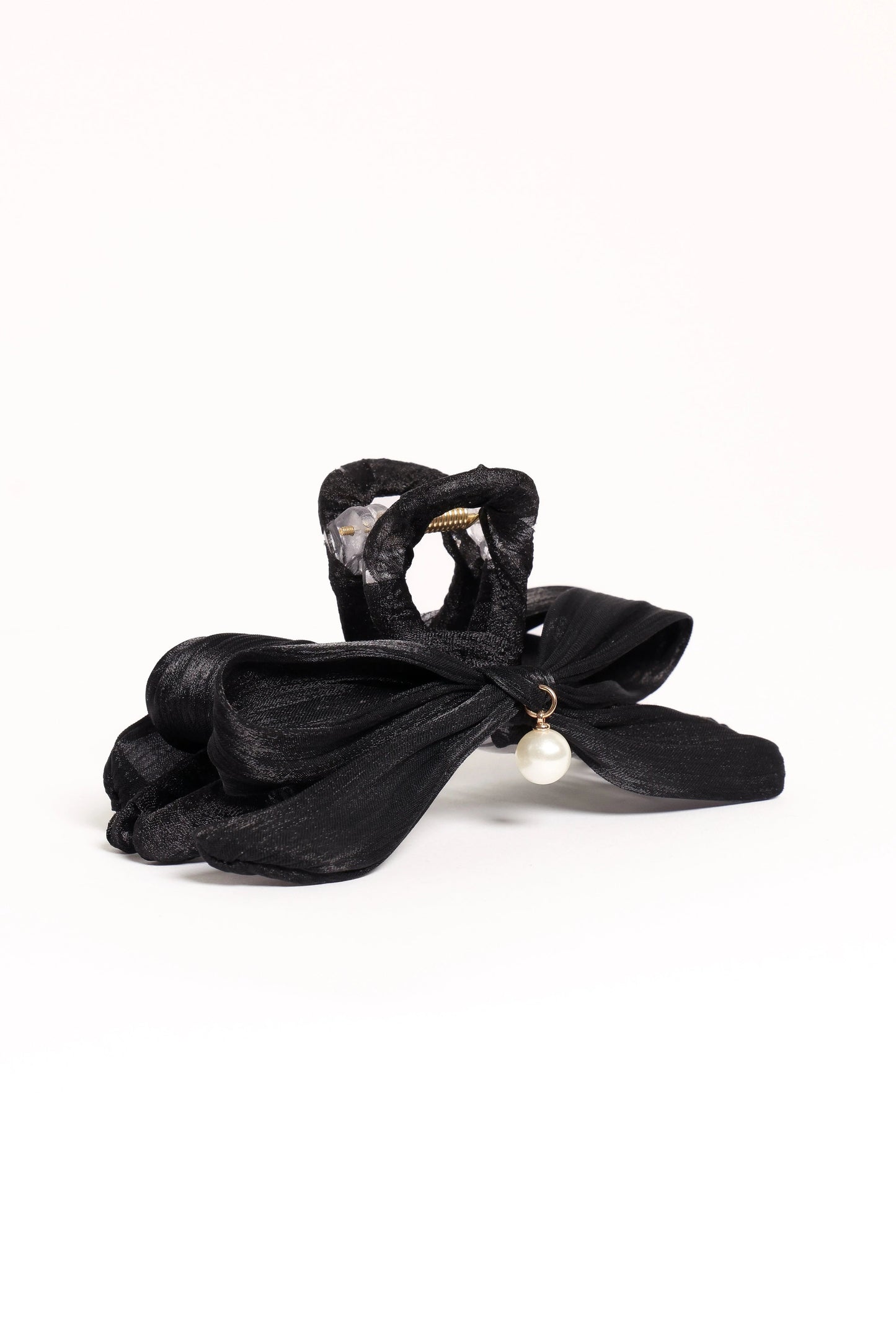 Bow-Clasp Faux-Pearl Hair Clip