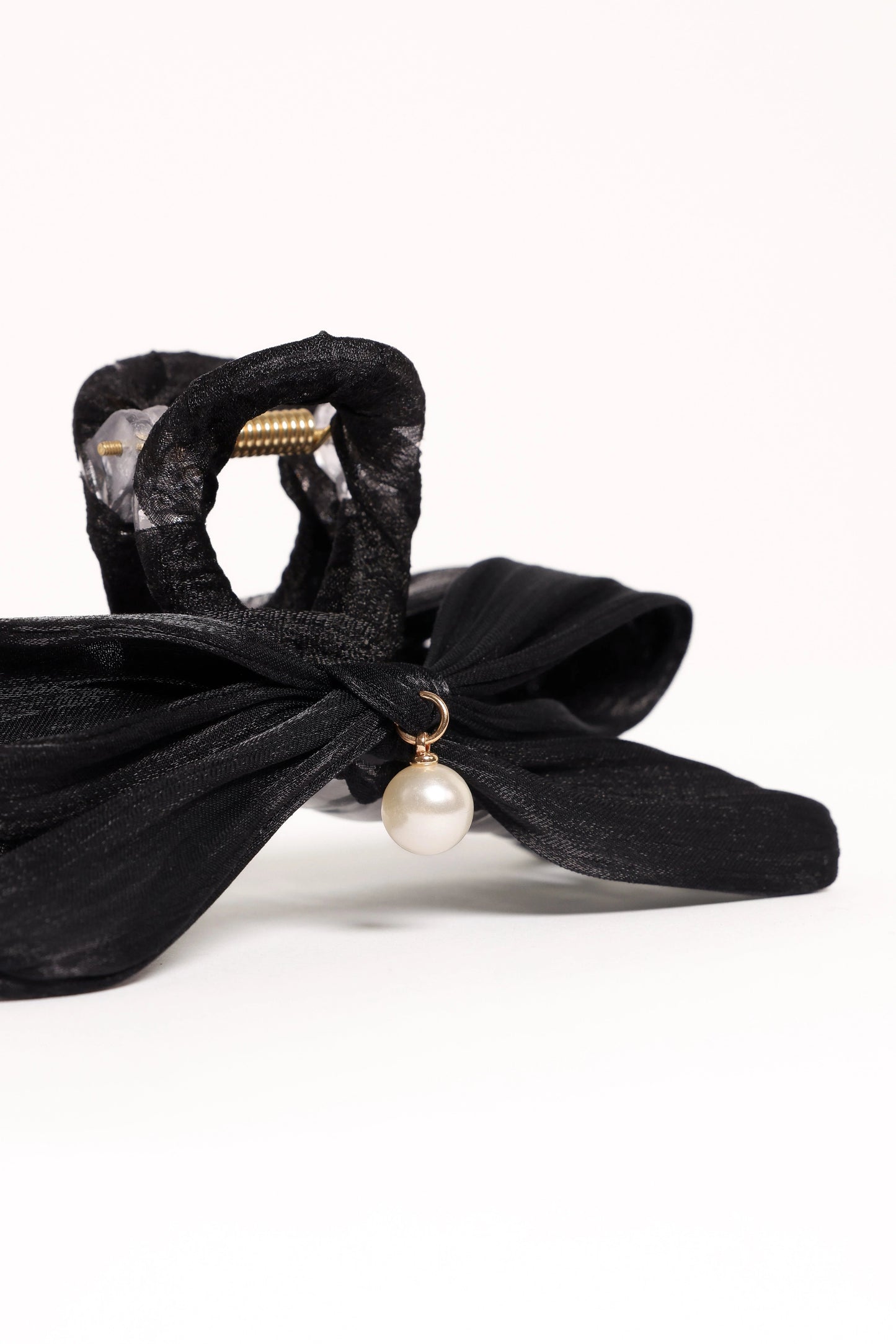 Bow-Clasp Faux-Pearl Hair Clip