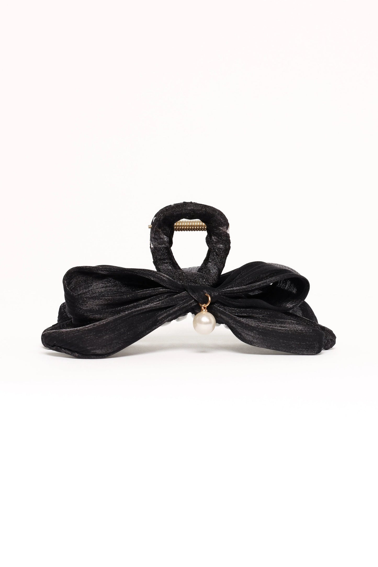 Bow-Clasp Faux-Pearl Hair Clip