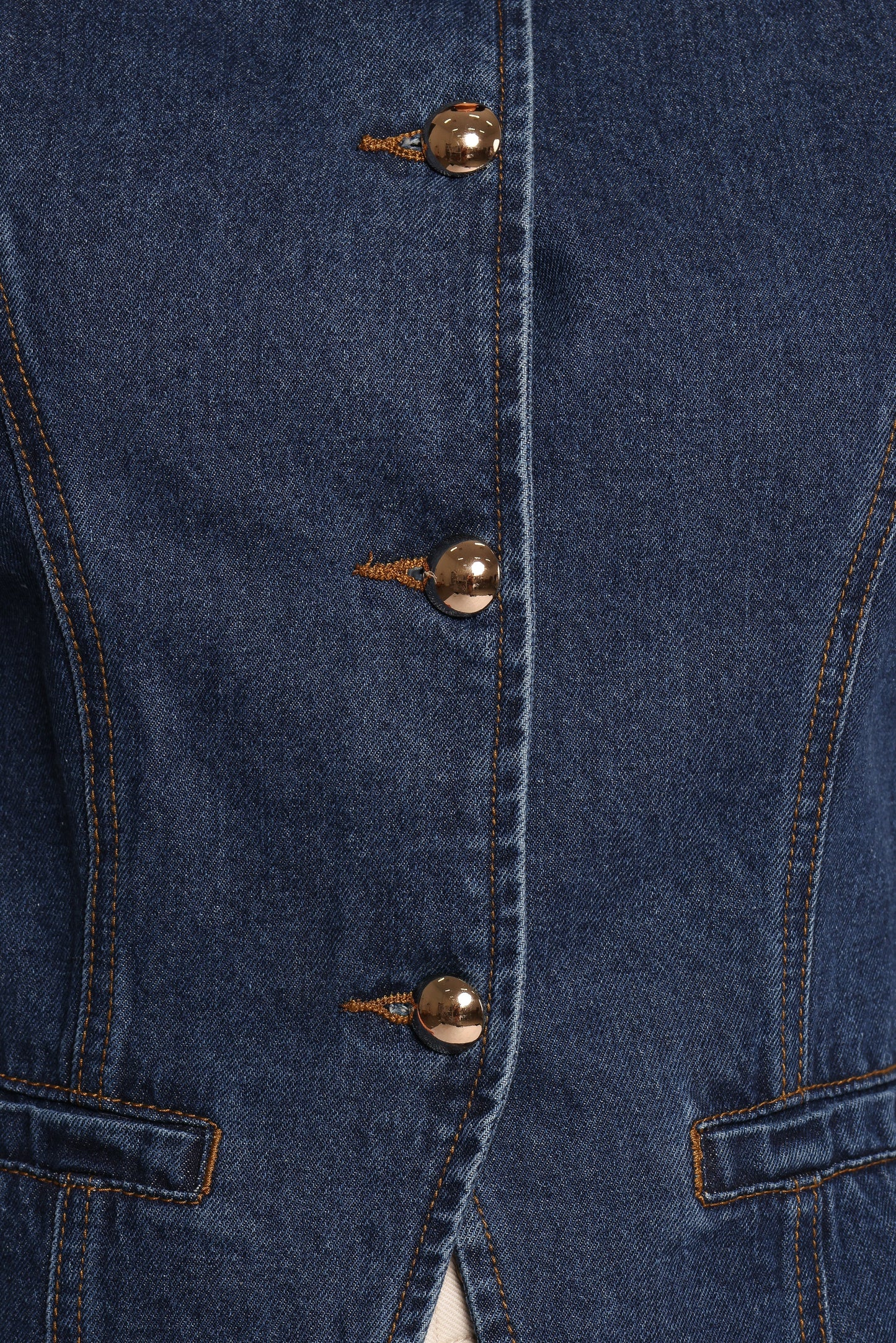 Denim Sleeveless Button-Front Vest