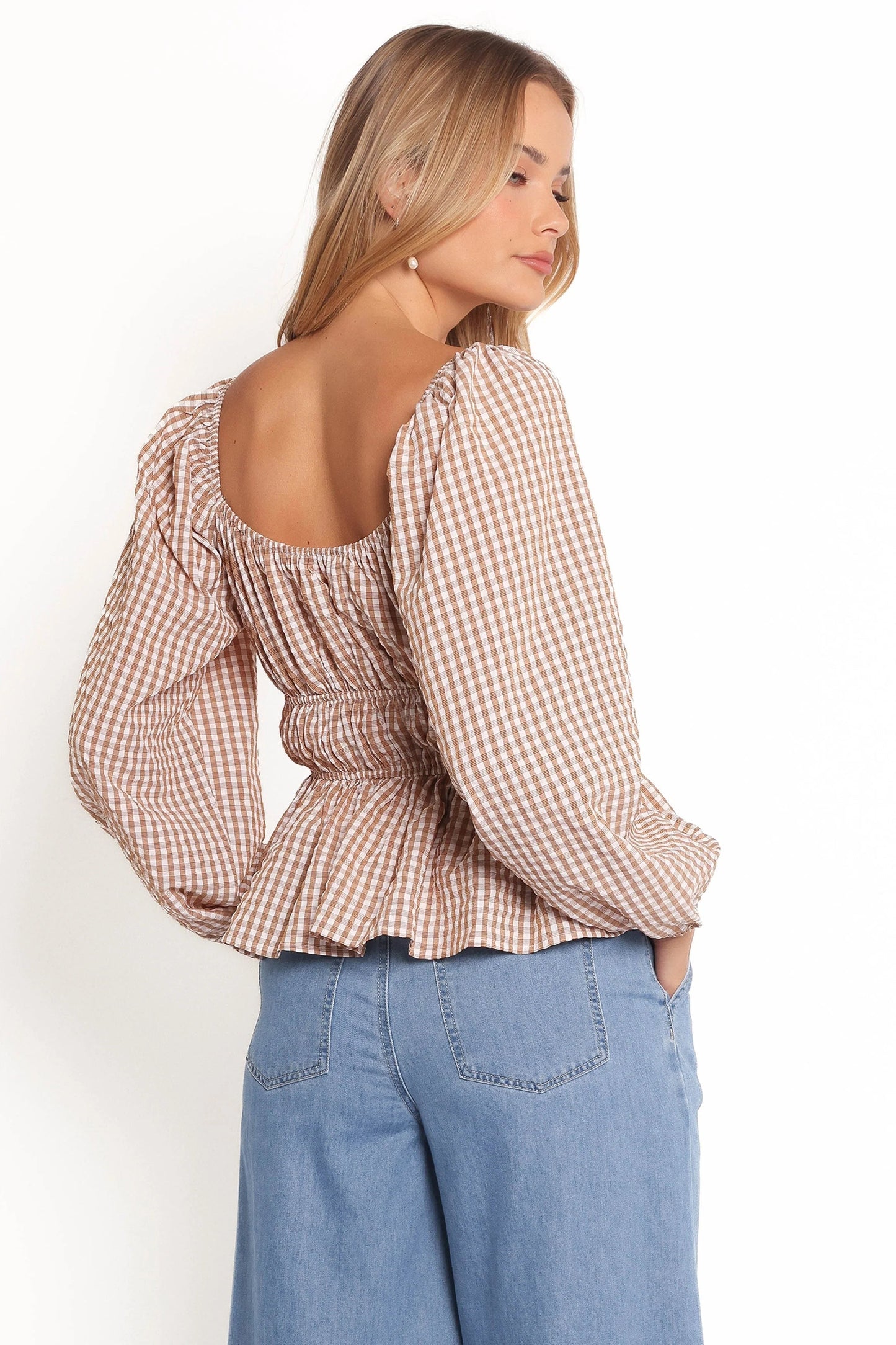 Gingham Sweetheart Peplum Top