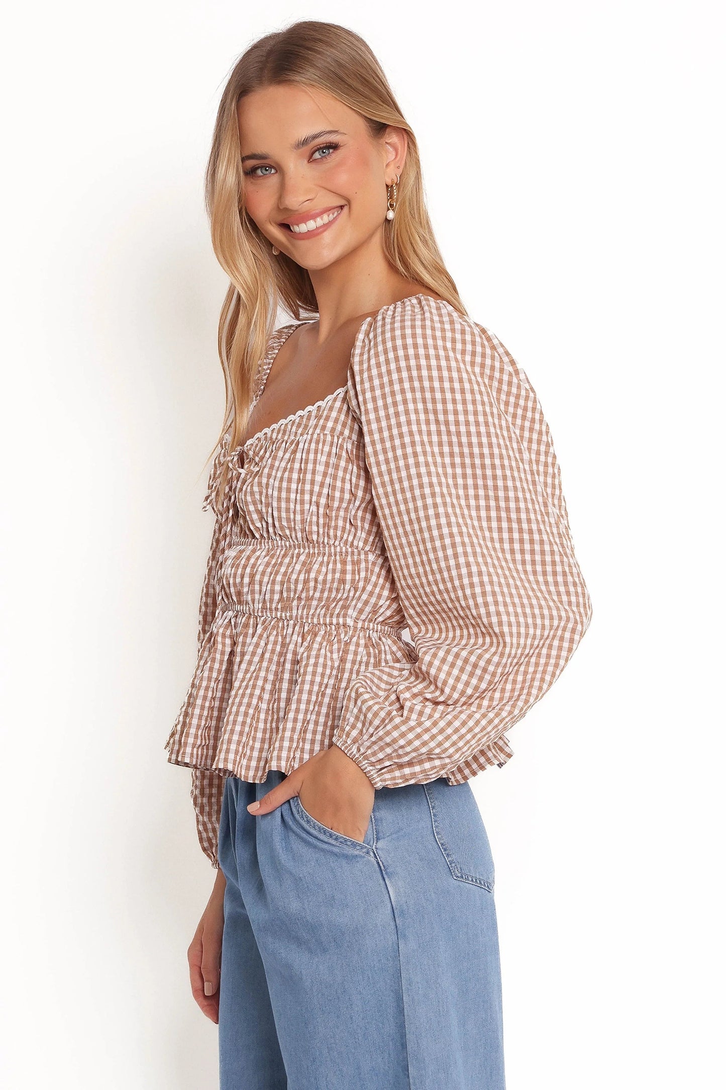 Gingham Sweetheart Peplum Top