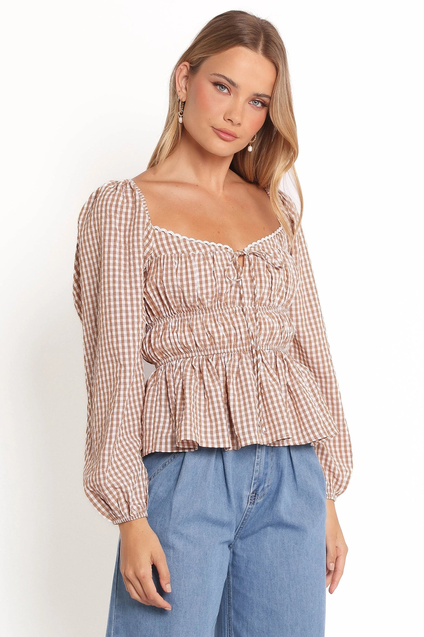Gingham Sweetheart Peplum Top