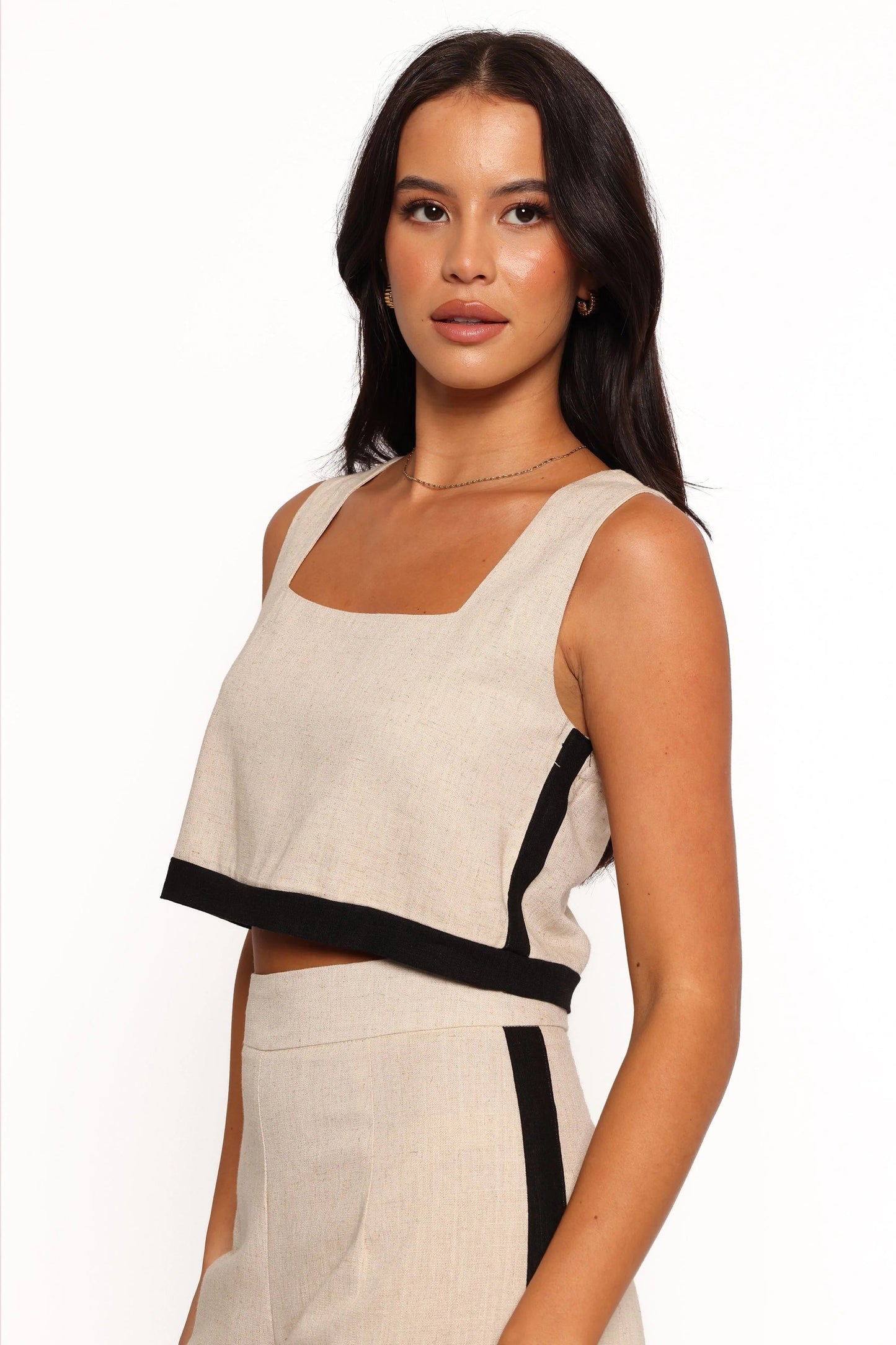 Square-Neck Textured Crop Top