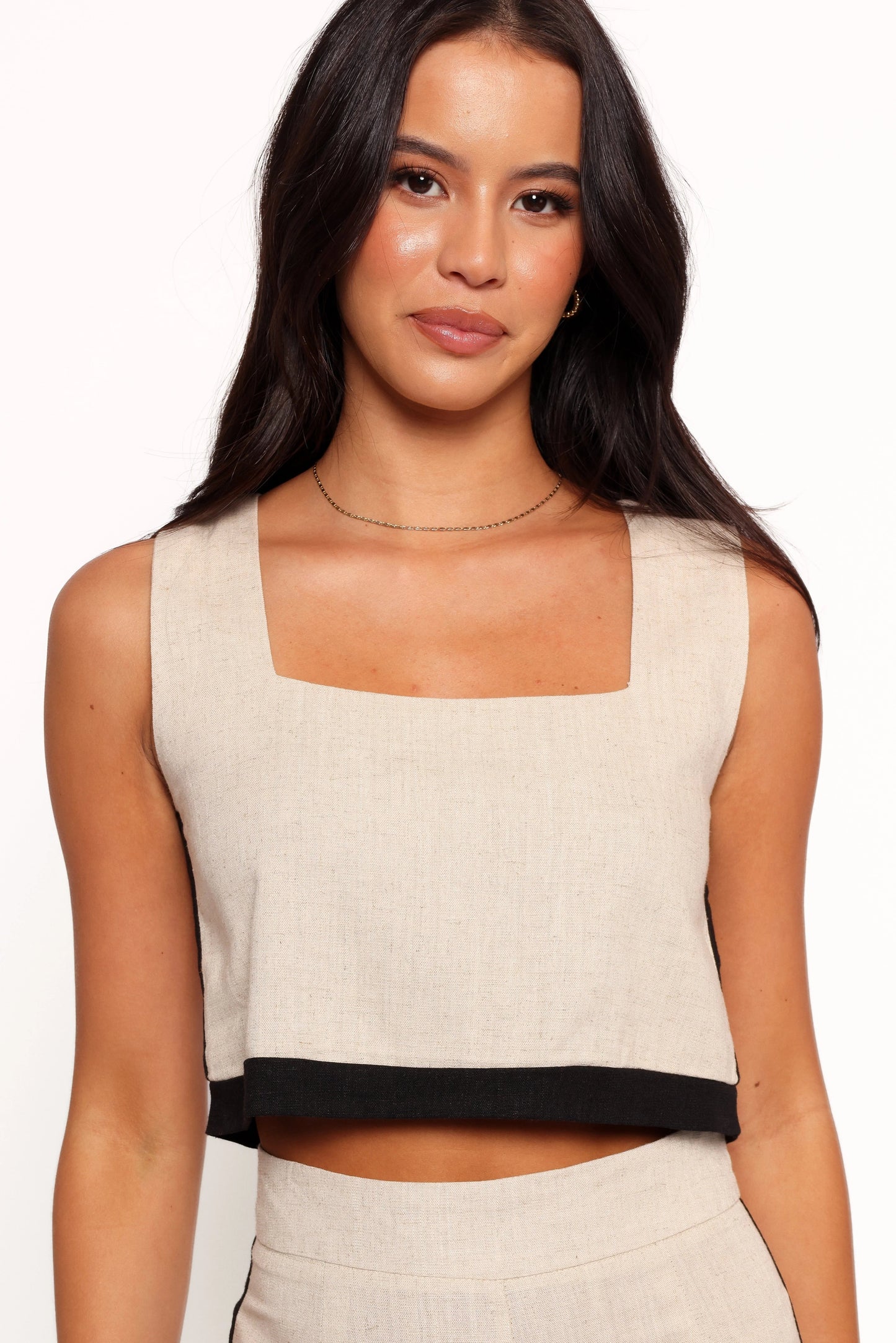 Square-Neck Textured Crop Top