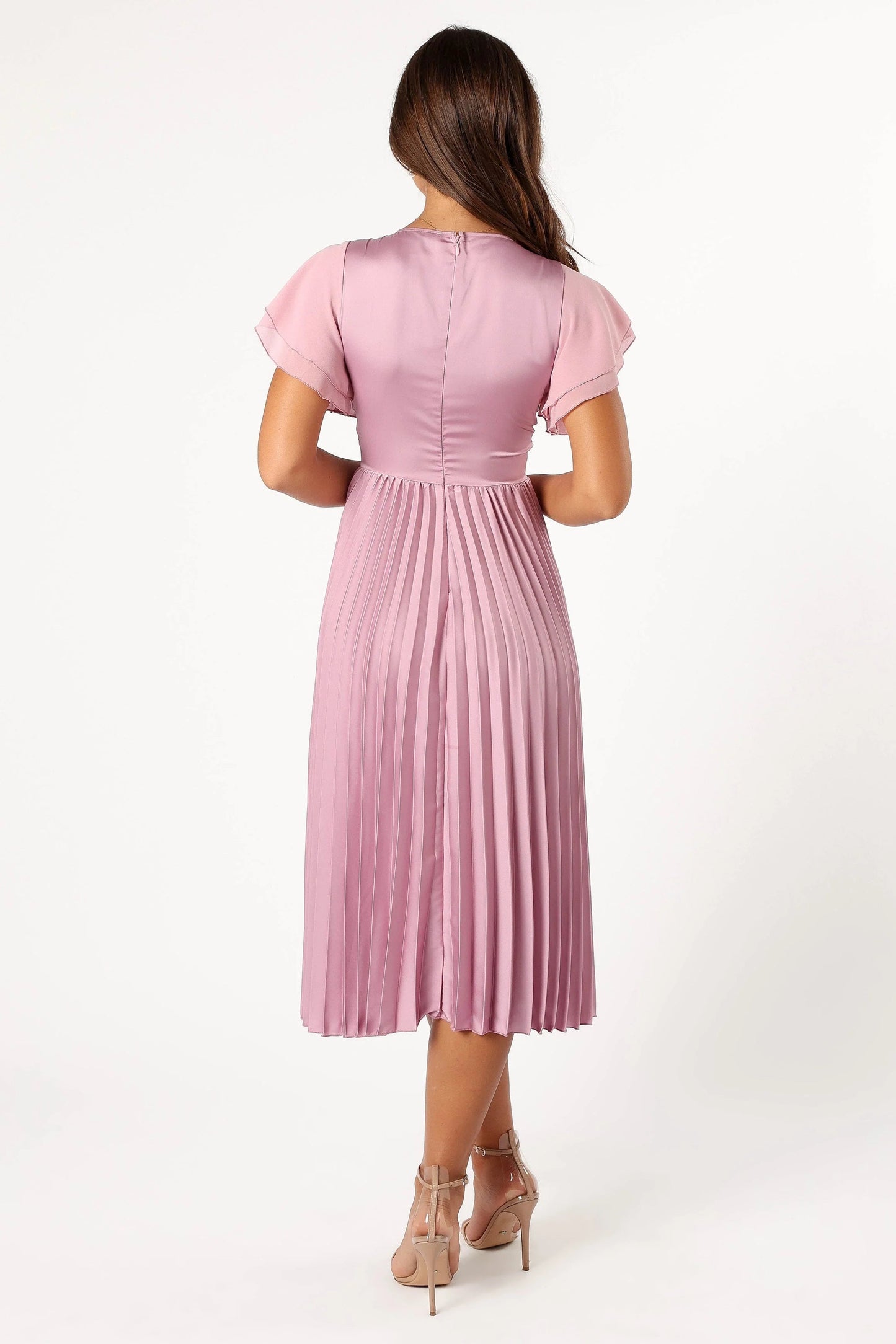 Tiered Flutter-Sleeve Midi Dress