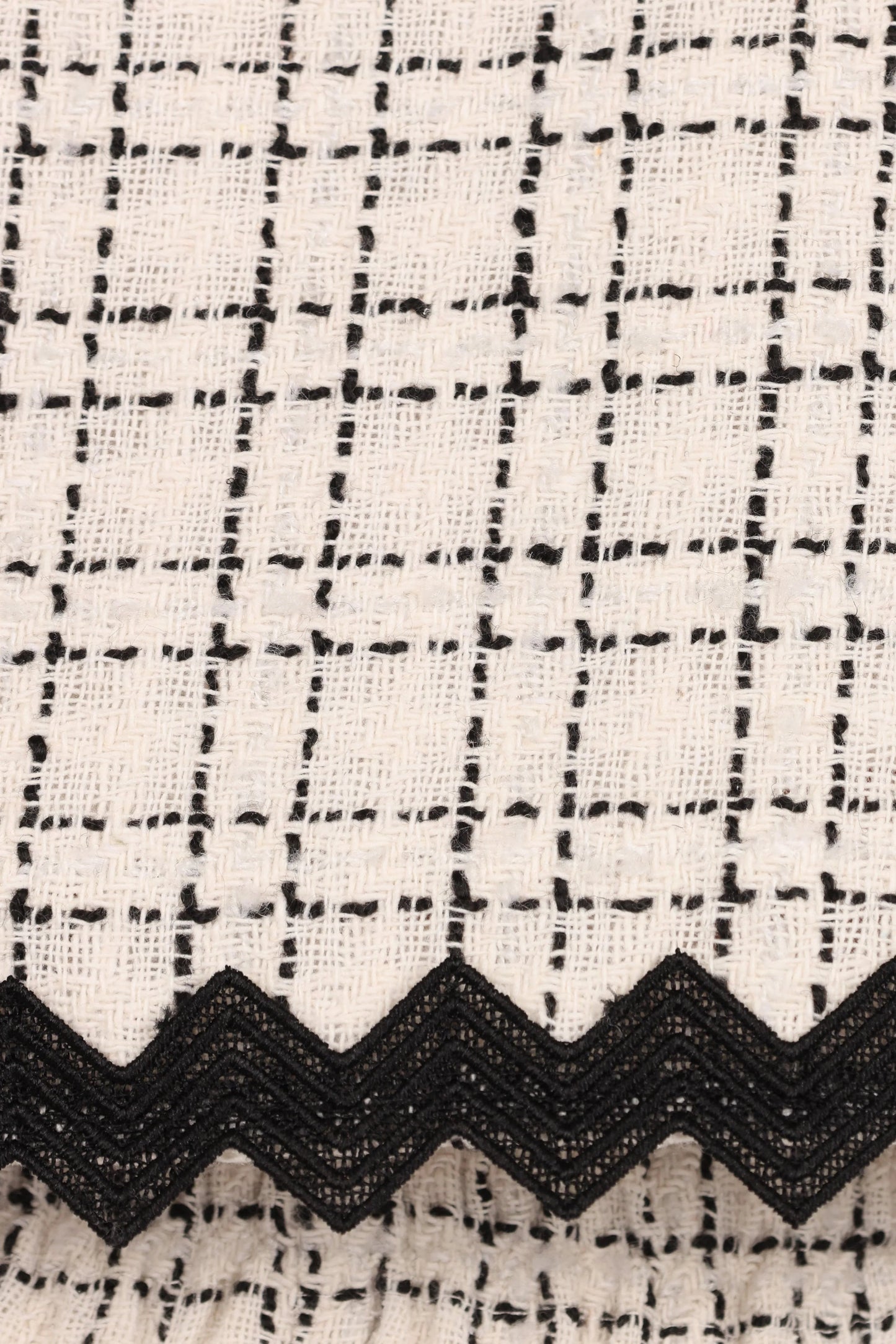 Black & White Check Tweed Crop Top