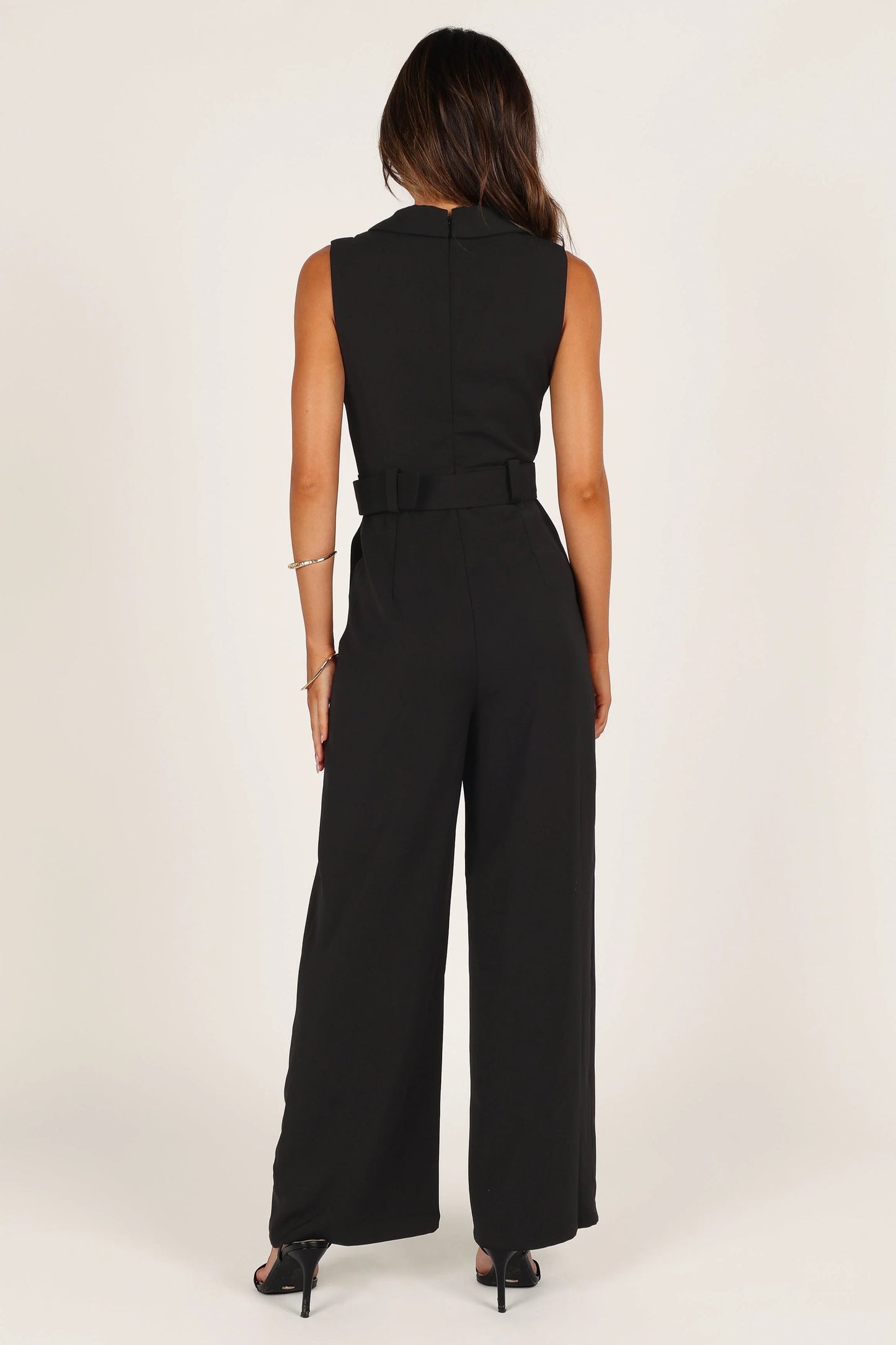Collared Belted Wide-Leg Jumpsuit