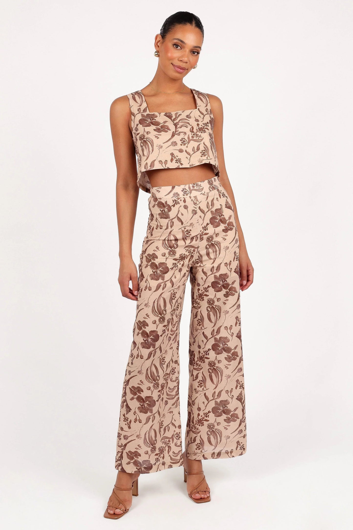 Cropped Square-Neck Linen Top
