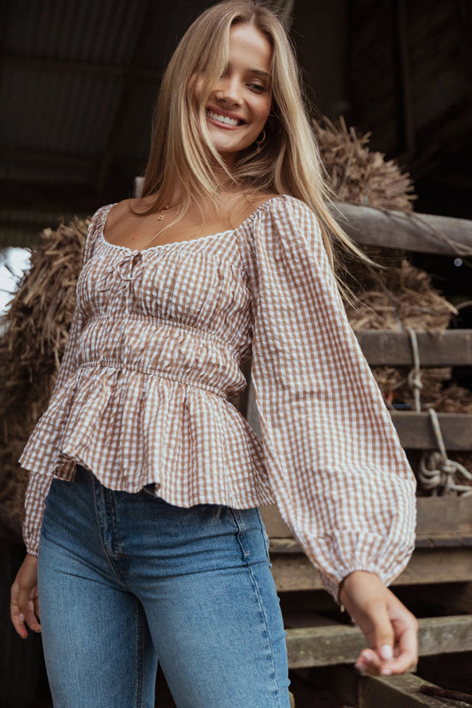 Gingham Sweetheart Peplum Top