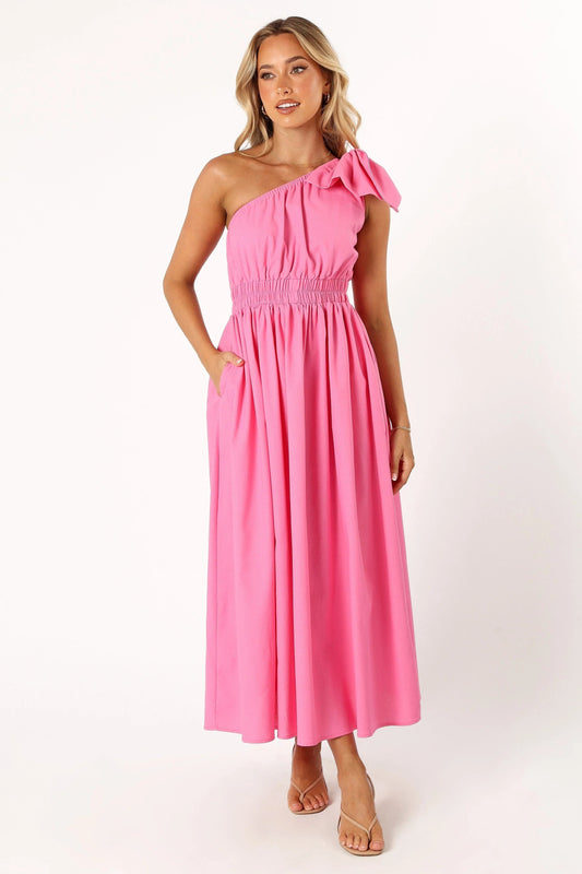 One-Shoulder Bow Maxi Dress