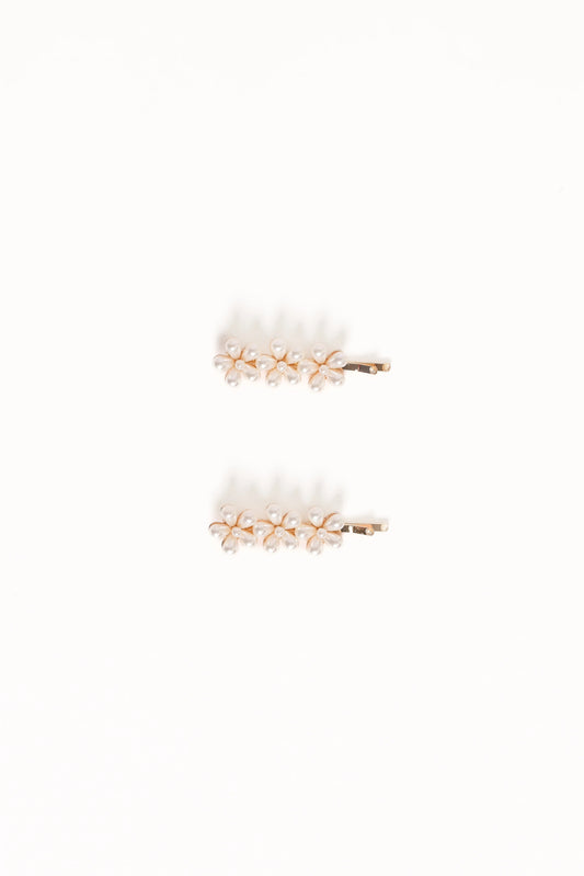 Pearl Flower Clip Duo