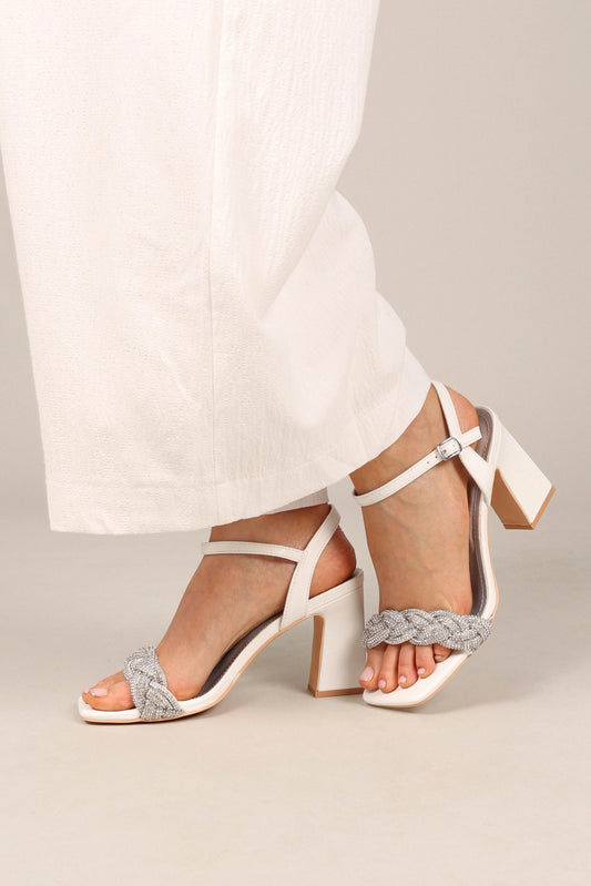 Rhinestone Strap Block Heels