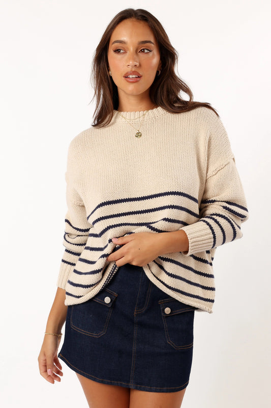 Striped Crewneck Knit Sweater