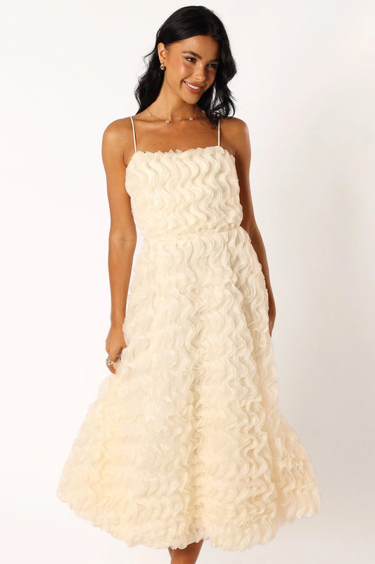 Sweetheart A-Line Textured Midi Dress